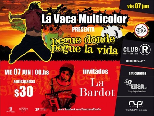 Regalamos entradas para La Vaca Multicolor en Club R