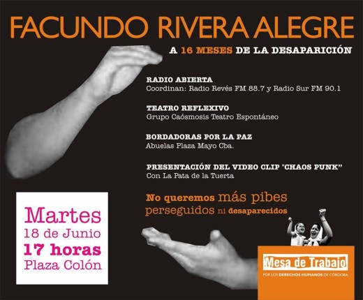 Concentración a 16 meses de la desaparición de Facundo Rivera Alegre