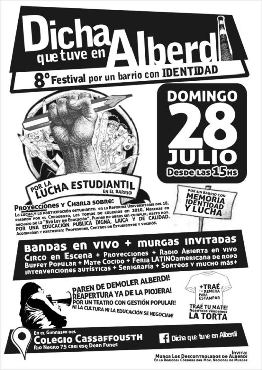 Se llevó a cabo la octava jornada «Dicha que tuve en Alberdi» a favor de la lucha estudiantil