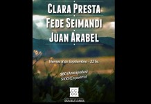Clara Presta, Fede Seimandi y Juan Arabel en concierto